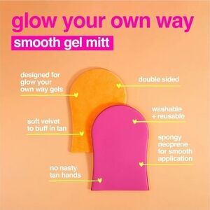 b.tan Glow Your Own Way Smooth Gel Self Tanning Mitt Reusable Pink NEW